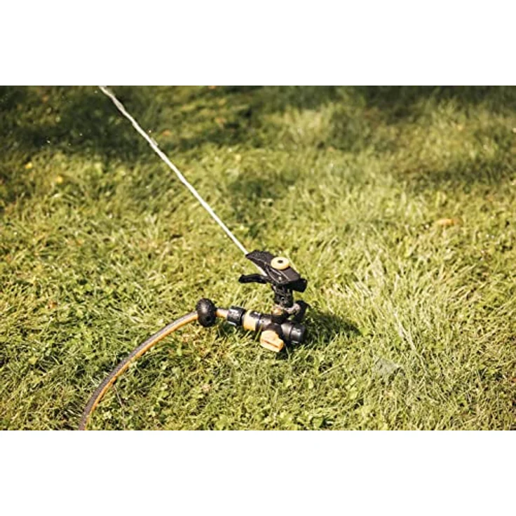 Fiskars Impuls-Sprinkler XL, Metallsprinkler mit Abstandsregelung, Sprühbild- und Rotationskontrolle, Ø 26 m Reichweite, Schwarz/Orange, 1023658 – Bild 5