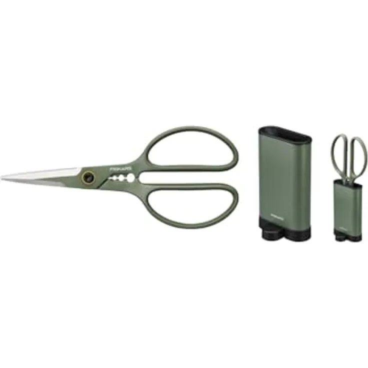 Fiskars Pflanzenschere mit Halter, Urban Plant Care, 18,8 cm, Edelstahl/Kunststoff, Dunkelgrün/Schwarz