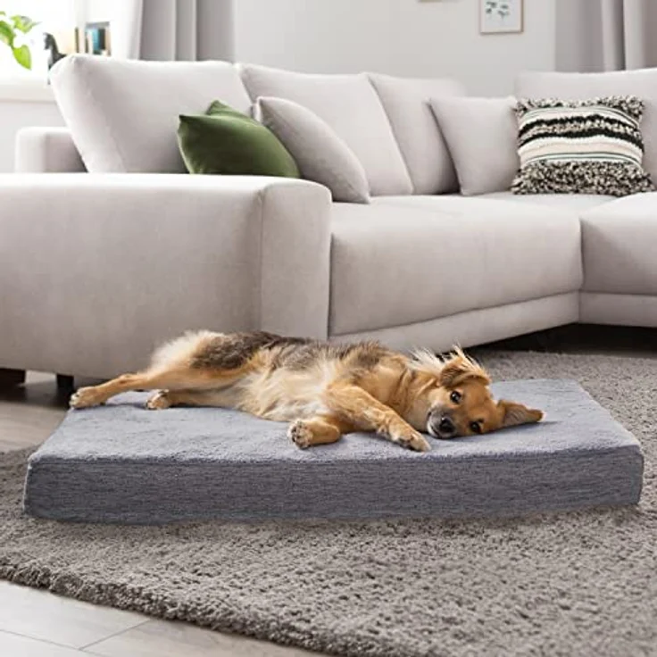Petstuff Orthopädische Hundematratze, Bezug abnehmbar & waschbar, rutschfest, flauschig, Farb- u. Größenwahl, hellgrau, XS – Bild 2