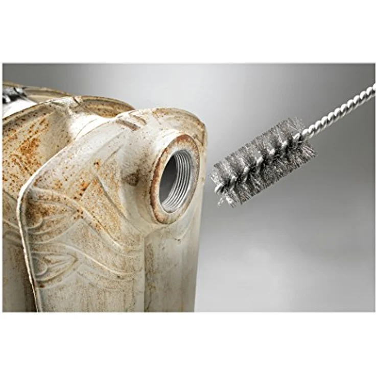 kwb Runddraht-Bürste / Zylinderbürste fein, gewellt, Stahldraht, Ø 20 mm für Metall und Stein, Drahtbürste für Bohr-Maschine inkl. 8 mm Rundschaft, Rohrbürste f. Kessel / Heizung – Bild 2