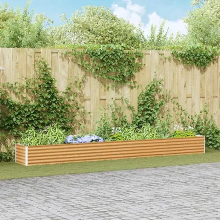 vidaXL Hochbeet aus verzinktem Stahl, hellbraun, 390 x 50 x 36 cm mit sicherheitsoptimierten Kanten und wetterbeständigem Design – Bild 2