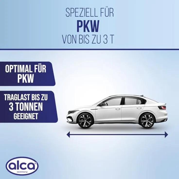 alca® Unterstellbock 3t klappbar I Auto Stützbock Set (2 Stück), faltbar, 3-fach höhenverstellbar mit Sicherheitsstift, silber-grau, Höhe 290–405 mm, Gewicht 2,0kg je Bock – Bild 2
