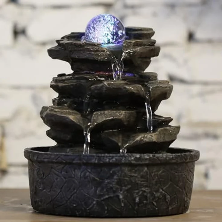 Zen'Light Little Rock Brunnen aus Polyresin, Dunkelbraun, 20 x 20 x 23 cm – Bild 12