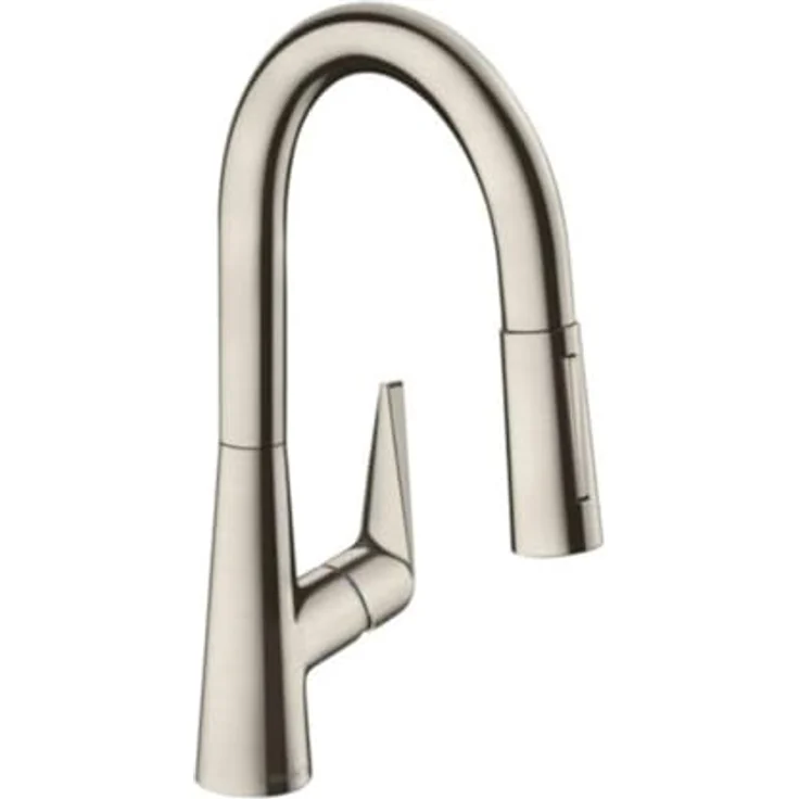 Hansgrohe Talis M51, Einhebel-Küchenmischer 160 2jet mit Ausziehbrause, Edelstahl Finish, schwenkbar bis 150°, temperaturbegrenzbar, integrierter Rückflussverhinderer – Bild 1