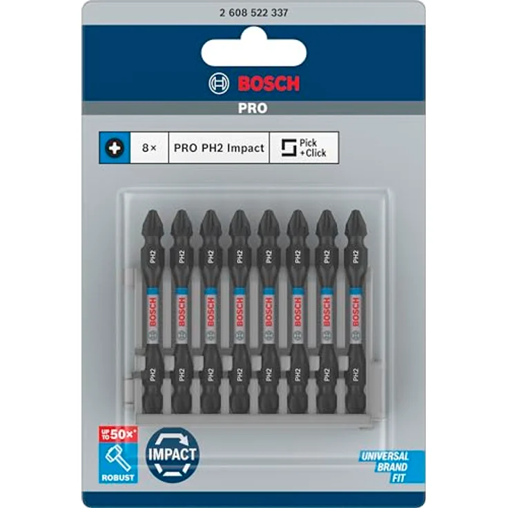 Bosch Professional Accessories 2608522337 Bosch Professional 8tlg. Doppelschrauber Set Phillips (Impact Control, 8 x PH2-PH2 Bits-Länge: 65mm, Pick and Click) - Preisvergleich – Bild 3