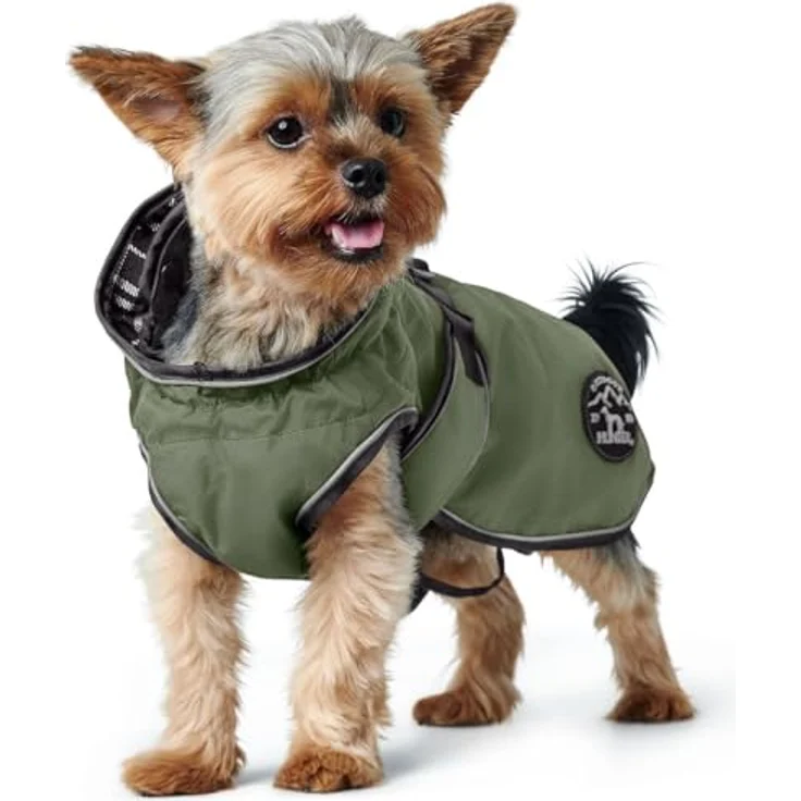 HUNTER Hundemantel Uppsala, Khaki, 2in1 Design, wasserabweisend, reflektierende Paspeln, geschlossene Bauchseite, Größe 60 – Bild 4