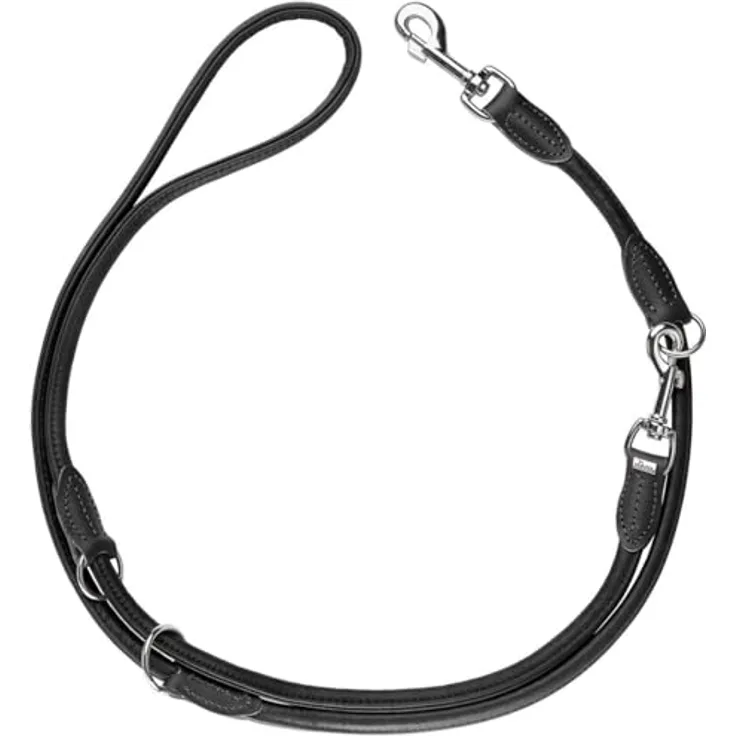 HUNTER Verstellbare Führleine Round & Soft Canadian Up, Größe:8/200, Farbe:schwarz, Hundeleine mit weichem Material und verstellbarer Länge