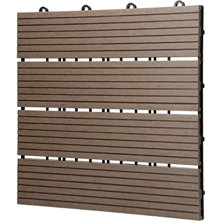 ECD Germany WPC Terrassenfliesen 30x30 cm 22er Spar Set für 2m² Dunkelbraun in Holzoptik für Garten Balkon Bodenbelag mit Drainage, Klicksystem Terrassendielen Balkonfliesen Klickfliesen Holzfliesen – Bild 4
