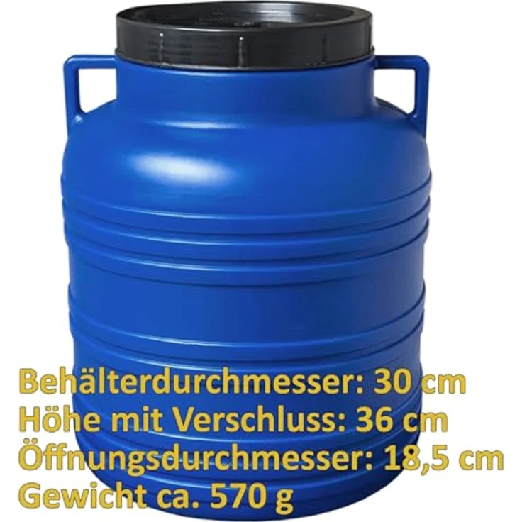 plasteo® 20 Liter Weithalsfass Rund Blau, Lebensmittelecht, BPA-Frei, Universalfass für Haus, Garten und mehr – Bild 2