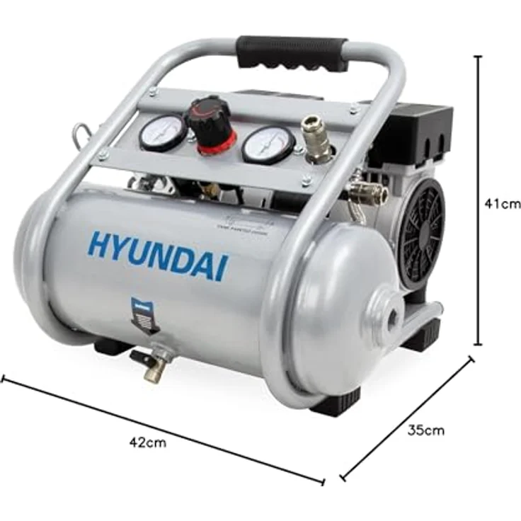 HYUNDAI Silent Kompressor SAC75008IC, tragbar, ölfrei, 8L, 9 bar, 49 dB, 750 W / 1 PS – Bild 10