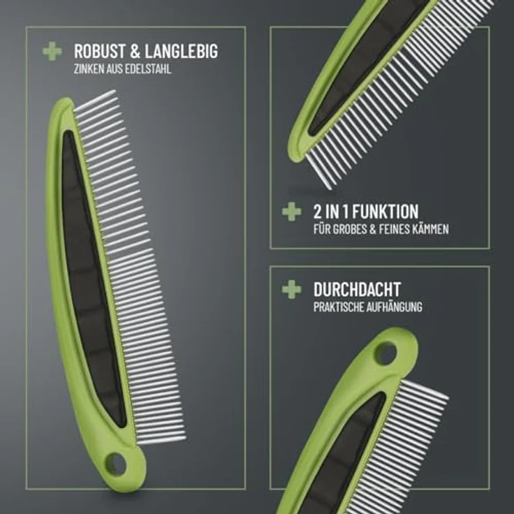 ReaVET 2-in-1 Fellkamm für Hunde & Katzen mit Mittel- bis Langhaar I Doppelkamm, Ideal um Knoten & Verfilzungen zu lösen I Hund, Katze, Hundekamm, Katzenkamm für die tägliche Fellpflege – Bild 4