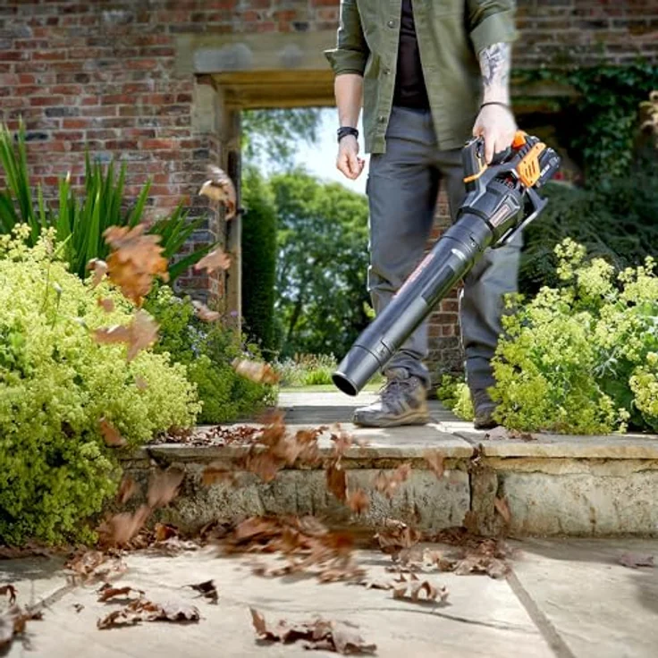 LawnMaster MX 24V Akku-Laubbläser, kabelloser Axialgebläser mit 4,0 Ah Lithium-Ionen-Akku, 240 Minuten Laufzeit, schwarz – Bild 3