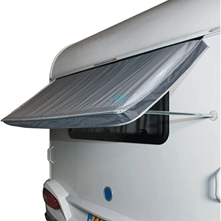 Bo-Camp 4117730, Flachmarkise für Wohnwagen, graue Polyester-Fassadenmarkise mit verzinktem Stahlrahmen und Wassersäule 2000 mm – Bild 1