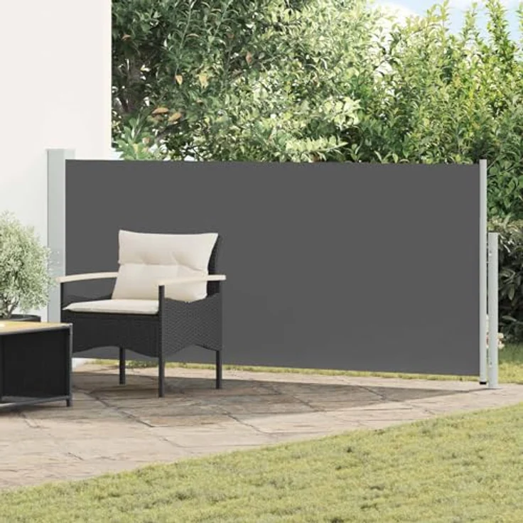 vidaXL Einziehbare Seitenmarkise, 600 x 117 cm, UV- und wasserfester Polyester, verstellbarer Sonnenschirm für Terrasse und Garten – Bild 2