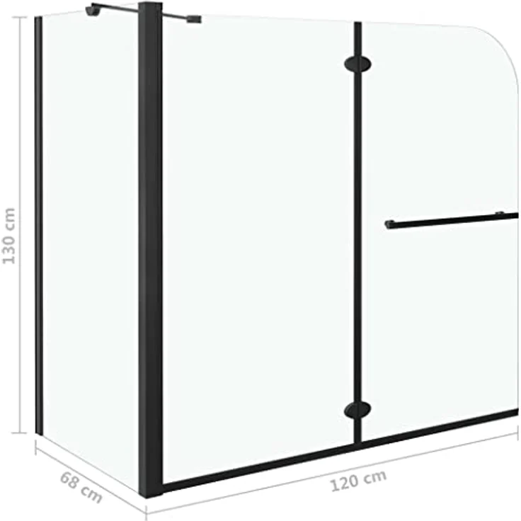 vidaXL Doppelte Faltbare Duschkabine ESG 120x68x130 cm Schwarz – Bild 4