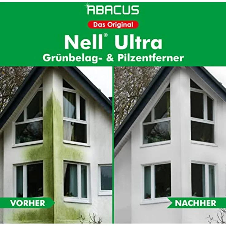 Nell Ultra Grünbelagentferner & Algenentferner Konzentrat Set, extrem stark! Entfernt Grünbelag & Algen selbsttätig mit Langzeitschutz – Algen- & Grünbelagentferner 12x1000ml mit Drucksprüher – Set XXL – Bild 3