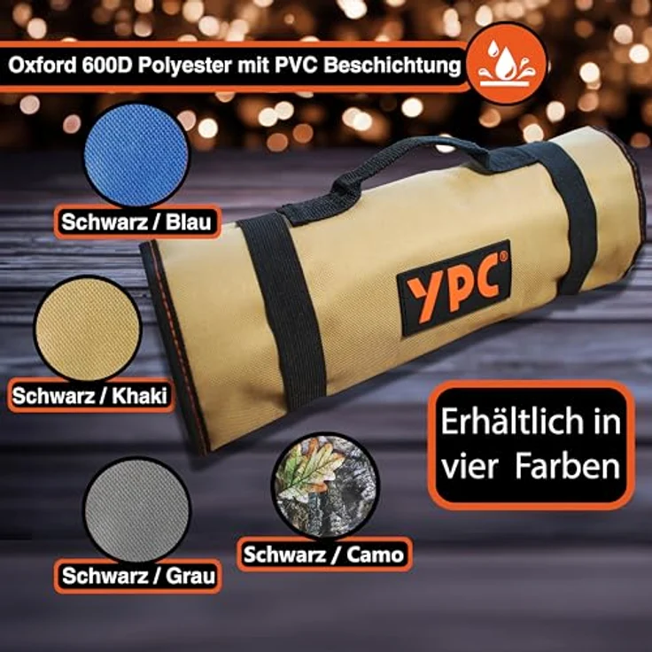 YPC VarioRoll XL, Werkzeugtasche rollbar 56x34cm mit 20 Steckfächern und 15 Schlaufen, wasserfestes Oxford 600D Polyester – Bild 5