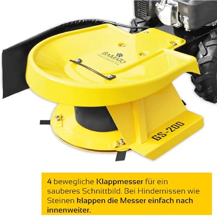 BAMATO Hochgrasschneider GS-200, Benzin-Rasenmäher mit LONCIN Motor, 580 mm Schnittbreite, 3,6 kW Leistung, höhenverstellbarer Lenkholm – Bild 8