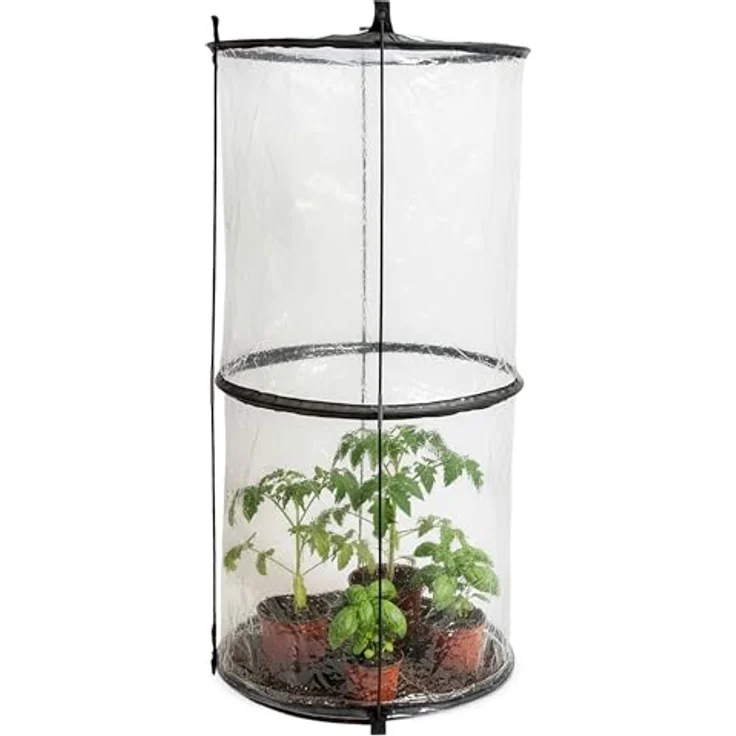 Spetebo Pop-Up Folien Gewächshaus für Tomaten, 110 x 49 cm, transparent/schwarz, mit stabilen Stützstangen und schnellem Aufbau – Bild 1