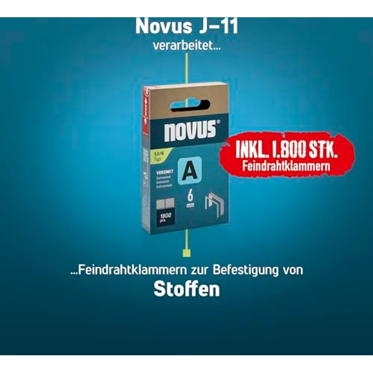 Novus Tools J-11 030-0455 Handtacker, leicht und handlich für Klammern 4-8mm, inkl. 1800 Feindrahtklammern – Bild 5