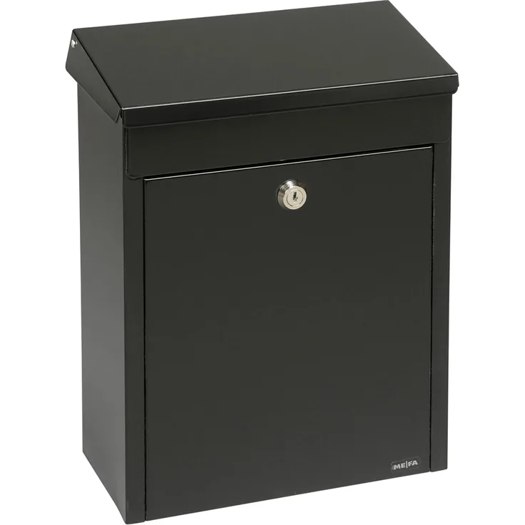 MEFA Briefkasten Bosca 35, kompakter Stahlbriefkasten in Schwarz, 35,9 cm x 26,9 cm x 13,5 cm, obere Postzustellung