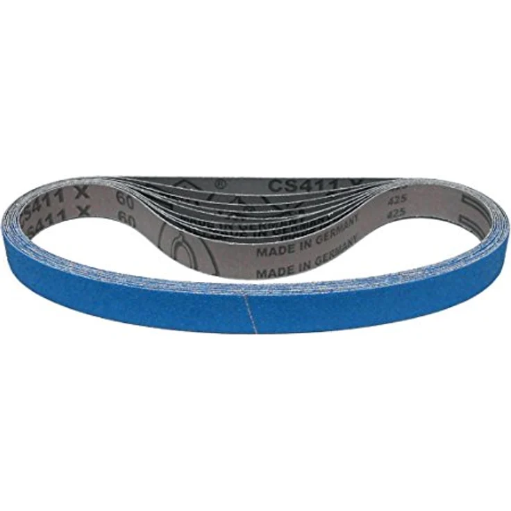 Klingspor CS411X Schleifband, Zirkonkorund, 25 x 762 mm, Körnung P60, 10 Stück, hochreißfeste Gewebeunterlage für Edelstahl und Hartholz – Bild 1