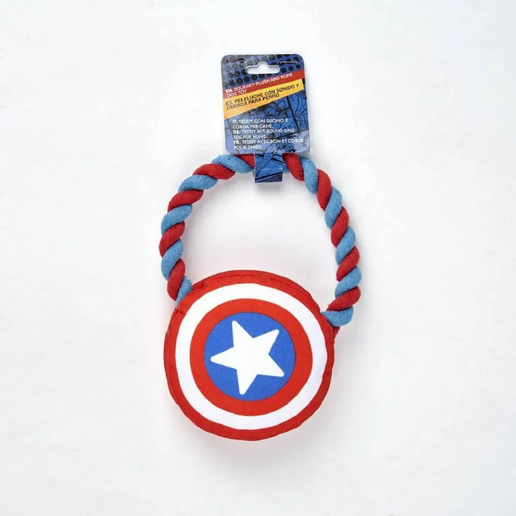 The AVENGERS Kauspielzeug, Quietschplüsch und Seil, interaktives Hundespielzeug, 24 cm hoch, 18 cm breit
