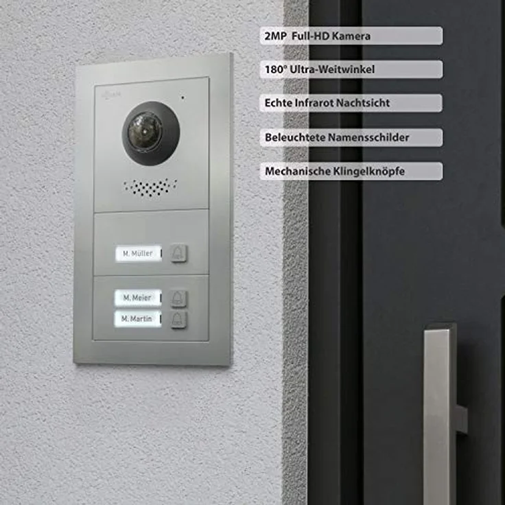 Goliath Intercom GL-HB300 2-Draht BUS Video-Türsprechanlage, Silber, HD-Kamera, Smartphone App, 3 Monitore, Fingerabdruck-Scanner, bis zu 50.000 Bilder – Bild 5