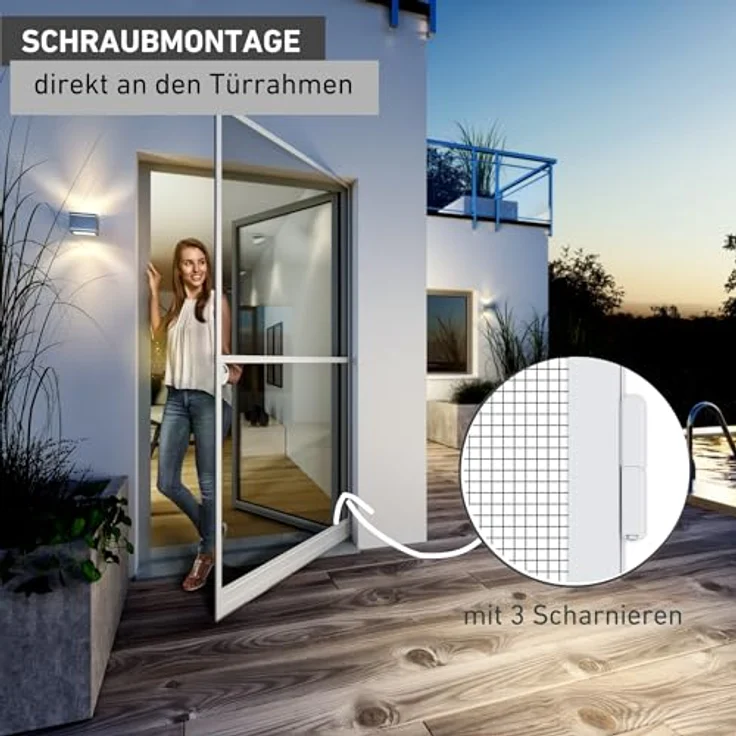Windhager Insektenschutz Spannrahmen Expert Fliegengitter Alurahmen für Türen, individuell kürzbar, 100 x 210 cm, weiß, 04330 – Bild 6