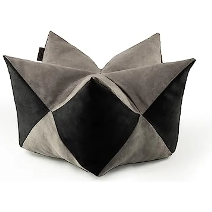 lionto Kronenkissen Sternenkissen Hundebett Katzenbett Haustierkissen, 60x35 cm grau/schwarz – Bild 1