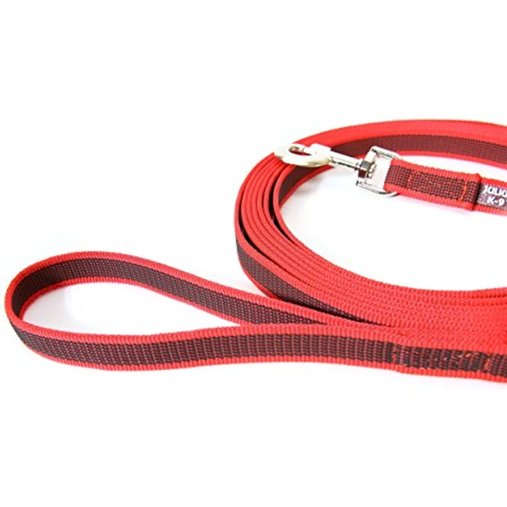 JULIUS K-9 IDC Color & Gray gumierte Leine, 20 mm x 3 m mit Schlaufe, Rot-Grau, strapazierfähiger Textilstoff, verstärkter Haltegriff – Bild 4