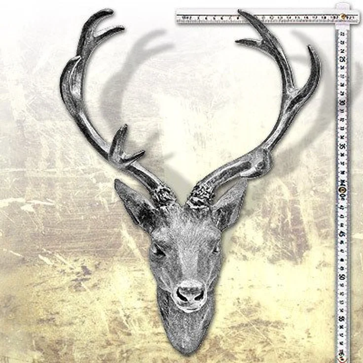 Hirschgeweih Silber Optik 10 Ender 40x30 cm Hirschkopf Wand Deko Jagd Geweih – Bild 3