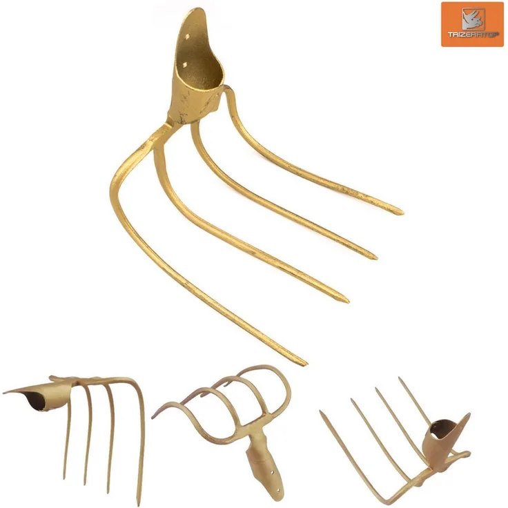 TRIZERATOP Gartenhacke Dunghacke Mistgabel Heugabel Forke Steinkratzer, schwere Ausführung ohne Stiel, Spezialstahlqualität, 4 Zinken rund, Breite: 210, Länge gerade: 240 mm, Länge gesamt: 340 mm, Tülle 36 mm, Znkendicke 9,5 mm