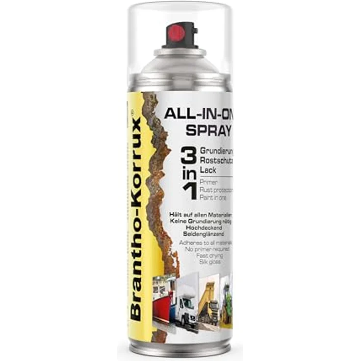 Brantho Korrux 3 in 1 Rostschutzlack, All-in-One Sprühdose Primer, Rostschutz und Lack, 400ml, RAL3000 - Feuerrot Seidenglanz, schnelltrocknend und wetterbeständig – Bild 1