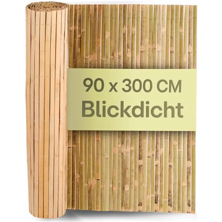 Praknu Bambus Balkon Sichtschutz, FSC® Zertifizierter Sichtschutz aus natürlichem Bambus, vielseitig einsetzbar für Innen- und Außenbereich, 90 x 300 cm