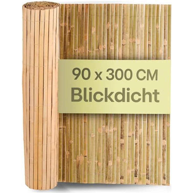 Praknu Bambus Balkon Sichtschutz, FSC® Zertifizierter Sichtschutz aus natürlichem Bambus, vielseitig einsetzbar für Innen- und Außenbereich, 90 x 300 cm – Bild 1