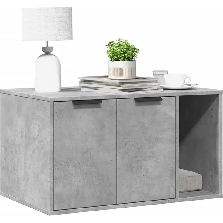 vidaXL Katzentoilette, Katzenklo Betongrau 80x50x45 cm Holzwerkstoff
