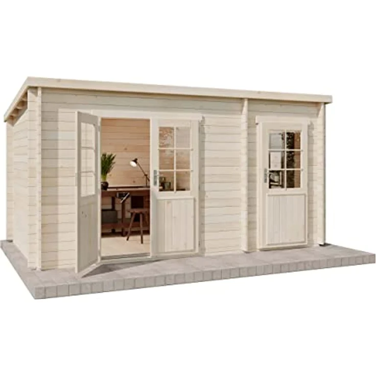Alpholz Gartenhaus Maria aus Holz Gerätehaus mit 40 mm Wandstärke Garten Holzhaus Geräteschuppen mit 2 Räumen 450 x 250cm Pultdach – Bild 2