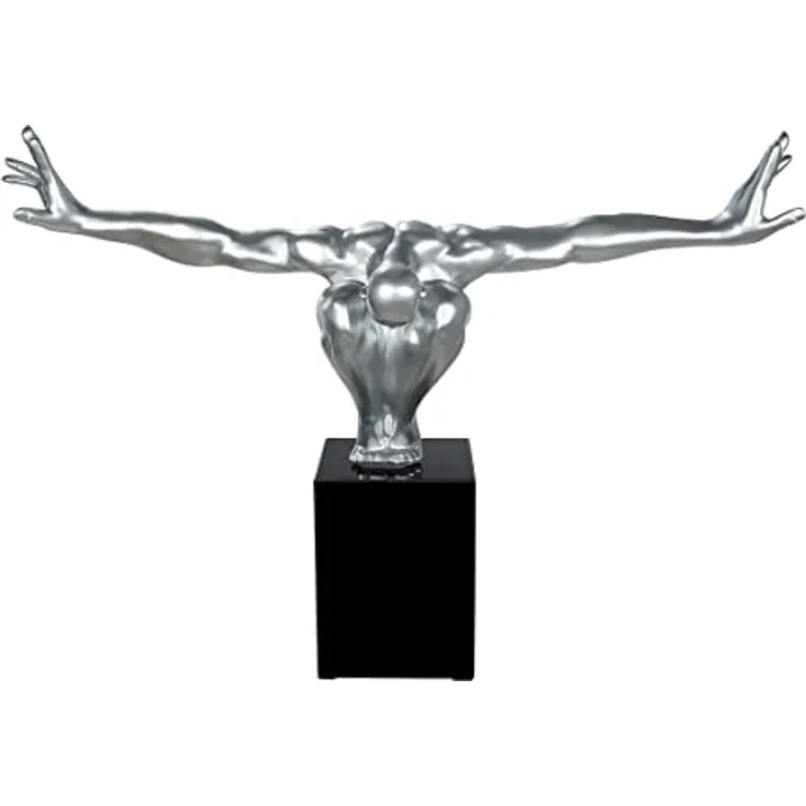 Casablanca modernes Design GILDE Skulptur Cliffhanger Kunstharz, Marmor silberfarben 52364, Höhe 45 cm