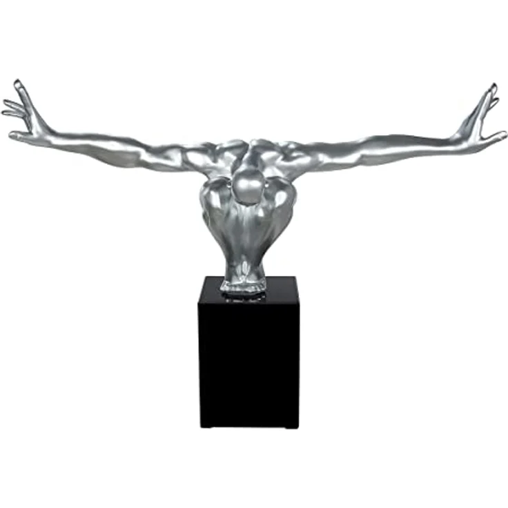 Casablanca modernes Design GILDE Skulptur Cliffhanger Kunstharz, Marmor silberfarben 52364, Höhe 45 cm – Bild 1