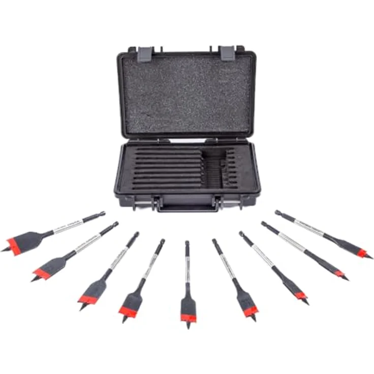 C.K Tools Vorteck Flachfräsbohrer Set 9-teilig, selbstziehende Gewindespitze, 1/4 Zoll Hex Quick Lock, Carbonstahl, Koffer inklusive, CK T2953 – Bild 1