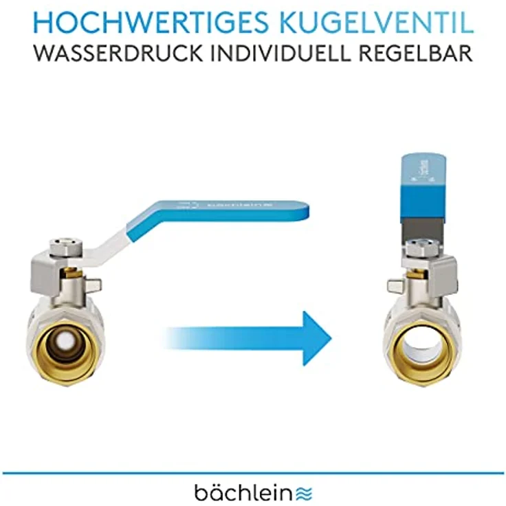 Bächlein Universal Kugelhahn – Kugelventil aus Messing mit Hebel-Griff und beidseitigem 1/2 Zoll Innengewinde – Absperrventil mit vollem Durchgang – Bild 4