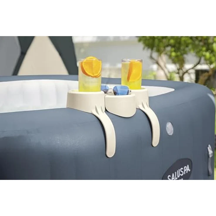 BESTWAY LAY-Z-SPA Poolabdeckungen & Zubehör, weiß Getränkehalter Snackhalter Getränke Snacks Pool – Bild 6