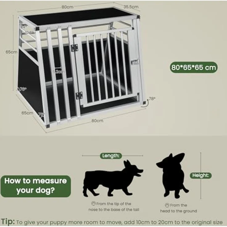 EUGAD Tiertransportbox, Alu Hundebox für große Hunde, Silber/Schwarz, Empfohlen für Husky, Samojede, etc. - Preisvergleich – Bild 2