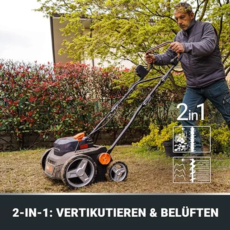 Worx Akku-Vertikutierer / Lüfter Nitro WG855E.9, 36 cm Arbeitsbreite, bis zu 400 m², 4 Stufen Höhenverstellung – Bild 3
