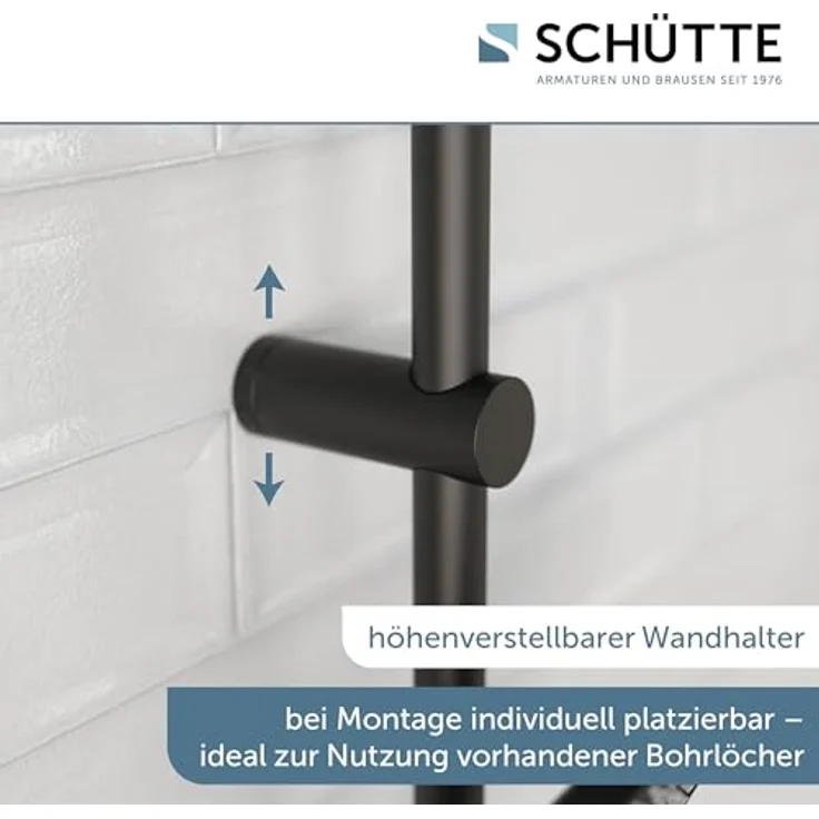 Schütte Duschsystem 'Adria', Thermostat schwarz, Handbrause mit 3 Strahlarten und knickfestem Brauseschlauch – Bild 4