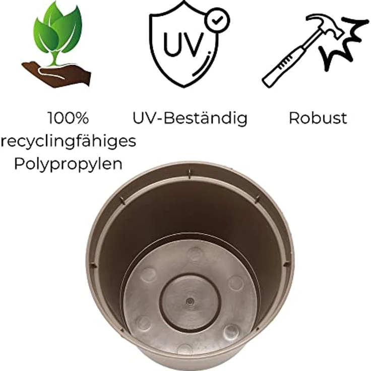 GarPet 4 x Hängetopf Blumentopf Pflanztopf Set mit Halterung Metall Wandhalterung Haken Aufhängung innen außen Pflanzenhänger Kunststoff – Bild 5