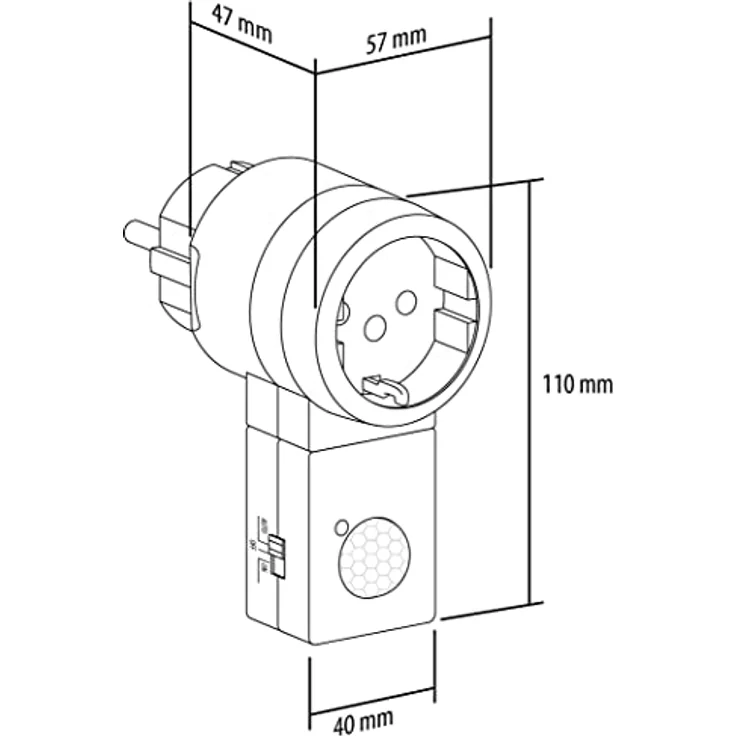 SEBSON Zwischenstecker PIR Bewegungsmelder, drehbarer Sensor, Schuko Stecker 230V, Steckdose programmierbar, max. 1000W LED geeignet - Steckdosenadapter, Weiß – Bild 4