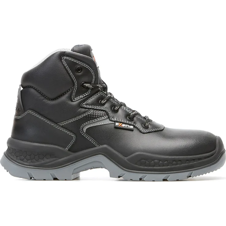 Exena Orione Sicherheits-Stiefel S3 SRC, wasserabweisendes Rindsleder, atmungsaktiv, rutschfeste PU-PU Sohle, schwarz, Größe 43