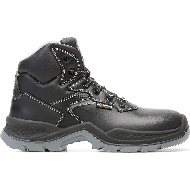 Exena Orione Sicherheits-Stiefel S3 SRC, wasserabweisendes Rindsleder, atmungsaktiv, rutschfeste PU-PU Sohle, schwarz, Größe 43